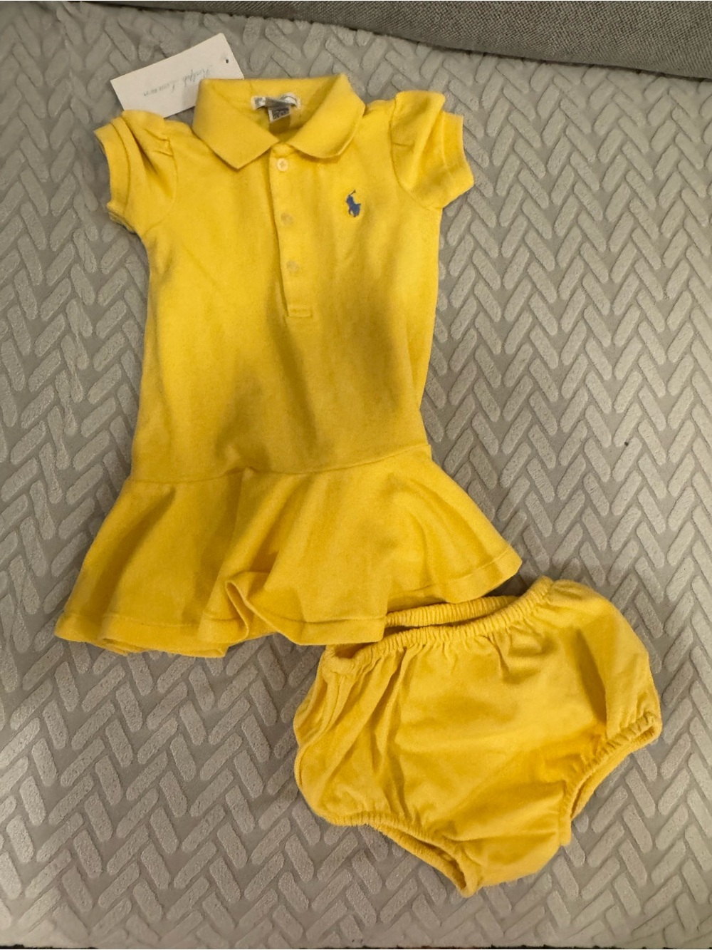 Ralph Lauren Yellow Polo Dress and Matching Bloomers Set size 6 months NWT
